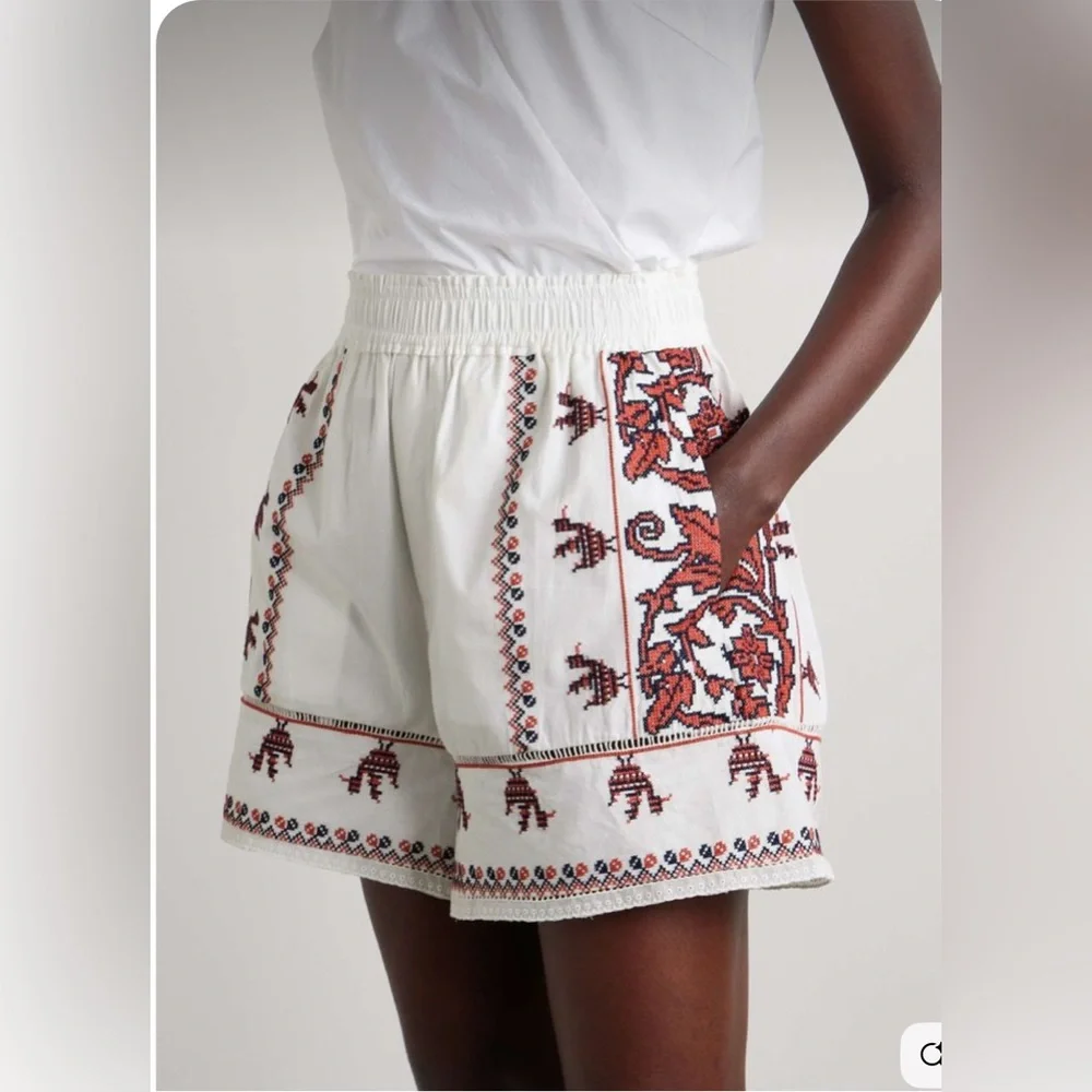 Sea New York Beena Crochet Trimmed Embroidered Shorts